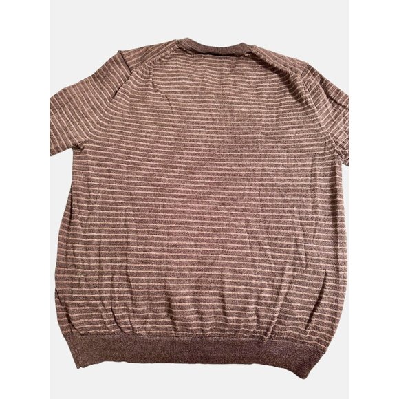 Banana Republic Men's 100% Merino Wool Brown Striped Sweater Size Medium #F1-4 - Picture 3 of 6